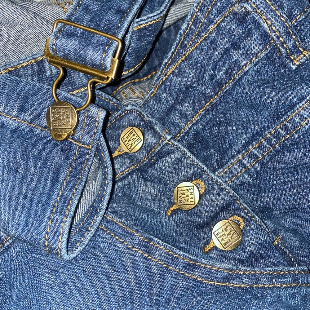 BASE GIRL NEW JENS Blue Distressed Overalls XL - Picture 9 of 14